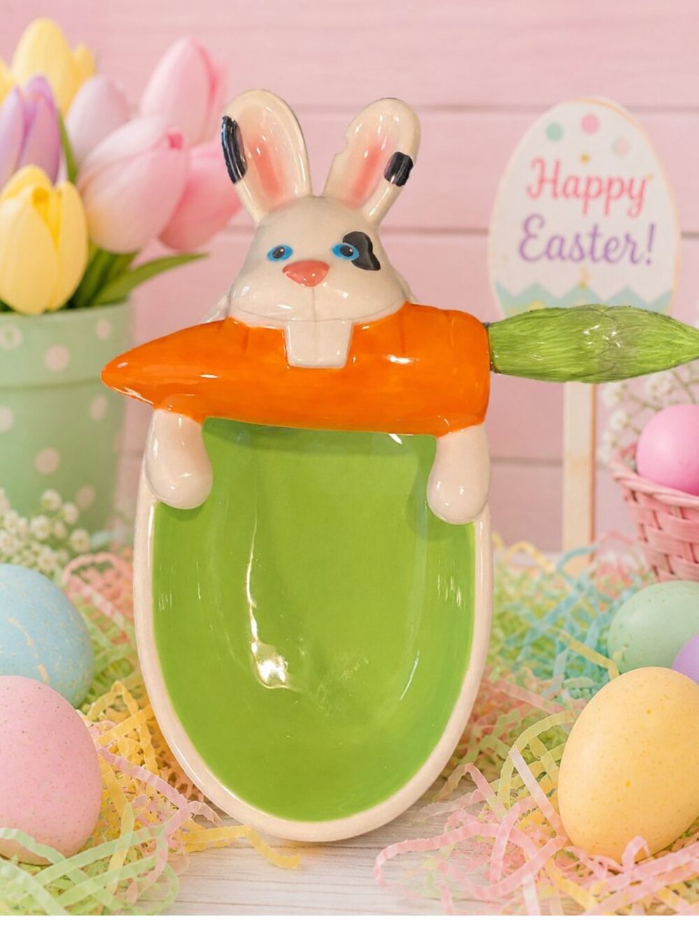 "Chizzler" Bunny Dip Bowl w/Spreader Knife